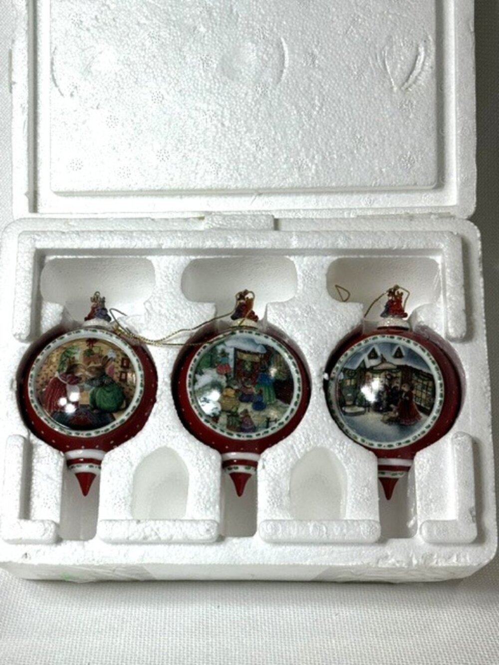 Bradford Editions "Christmas Comes to Holly Pond Hill" ornaments.